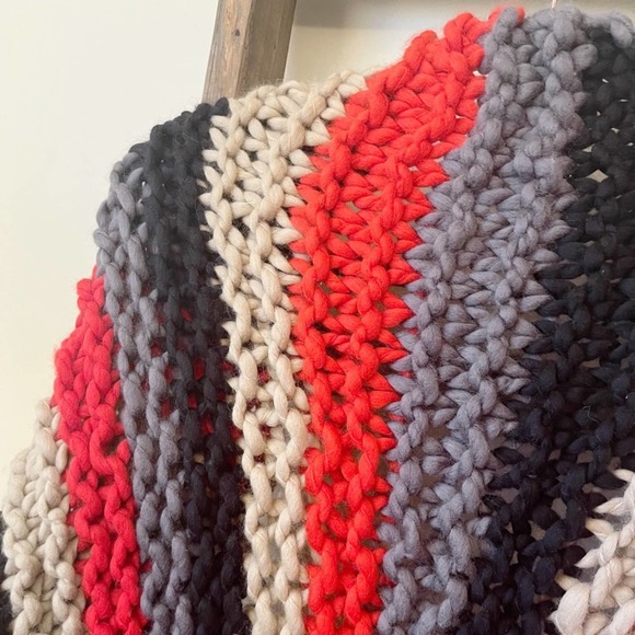 NEW Free People x Loopy Mango Hand Knit Multi Stripe Fringe Shawl - Picture 12 of 15